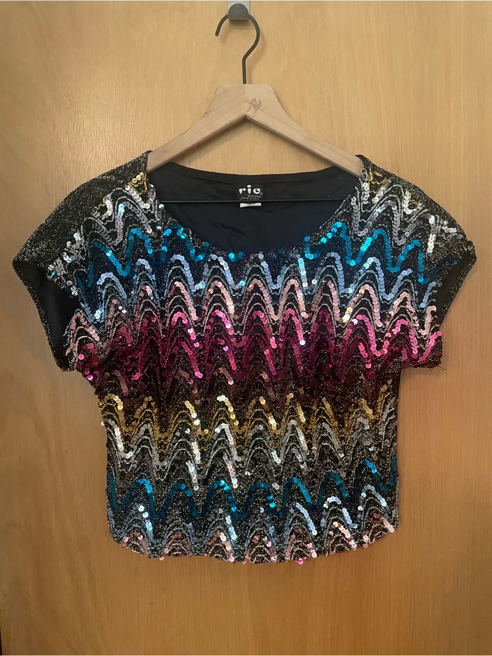 Vintage RIO Made in USA Sequin Sparkle Crop Top Size S/M